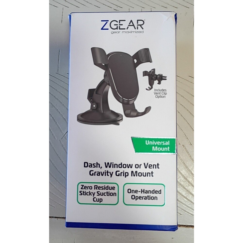 ZGEAR Universal Gravity Grip Phone Car Mount Suction/Vent Clip 360° Black